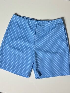Vintage 60 70 Light Blue Polka Dot diamond print High-Waist Short Bermuda summer